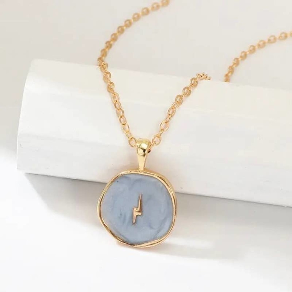 GRAY Resin Lightning Bolt Lucky Charms Necklace